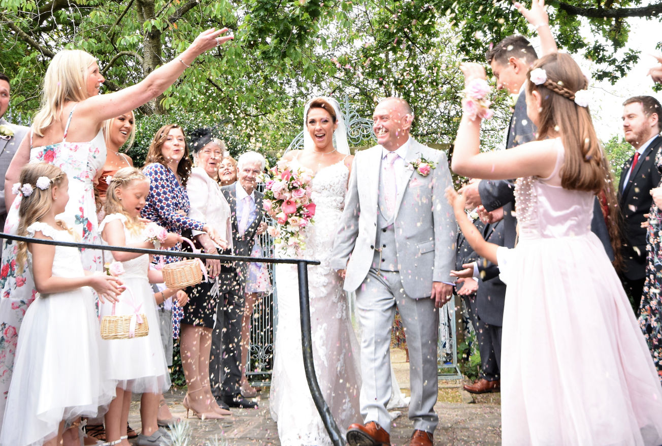 bride and groom just after getting married 