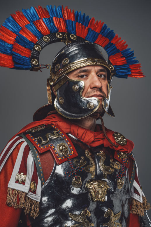 Roman soldier in full metal armour  