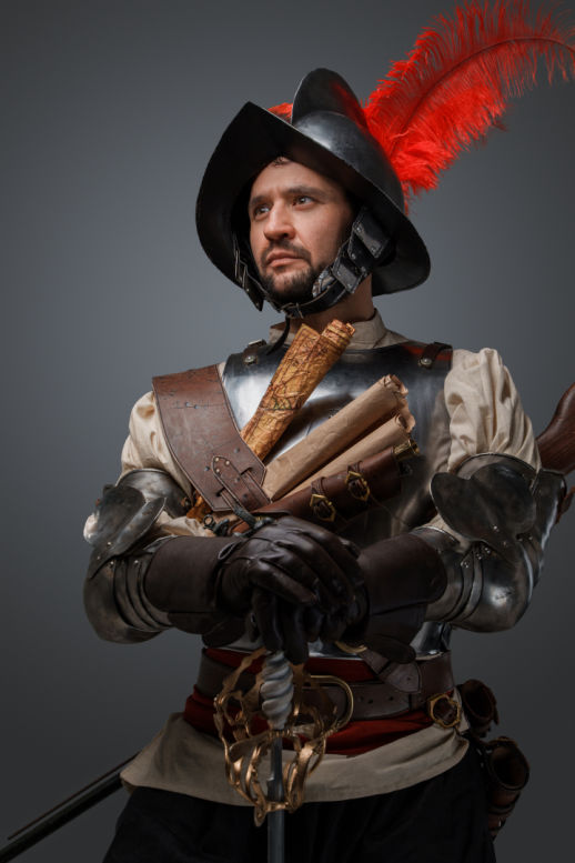 French musketeer in full uniform  