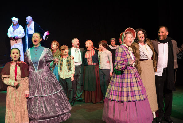 The cast on the main stage form the musical Christmas Carrol