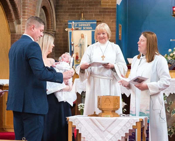 Christening of a young baby girl