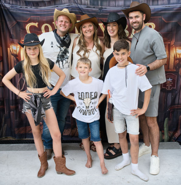 Family portrait at a birthday party  